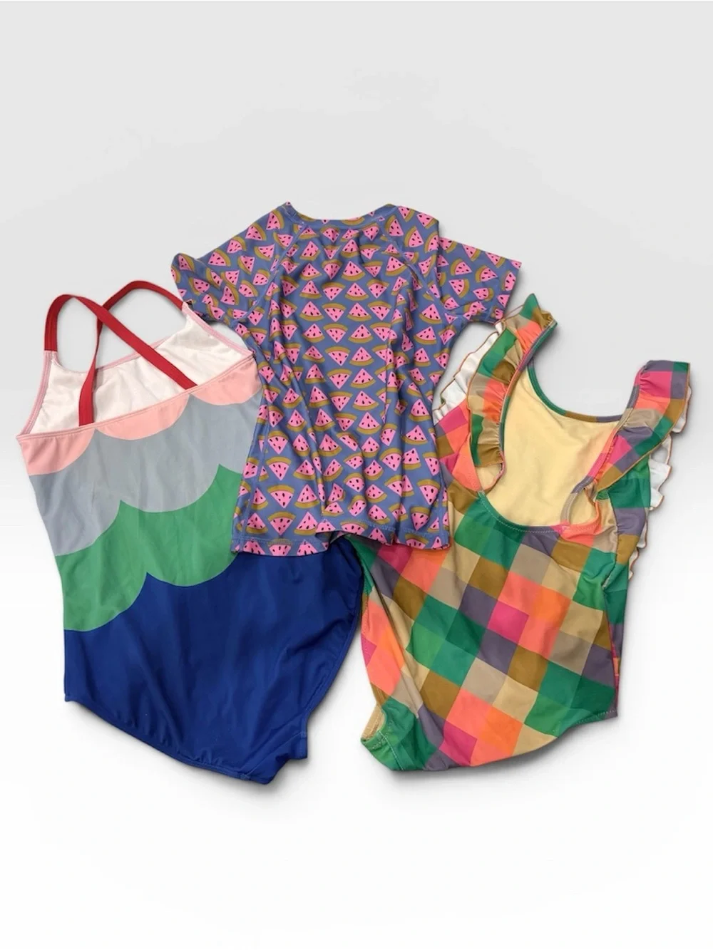 Girls swimwear lot: Pink Chicken, Mini Boden and Tea.